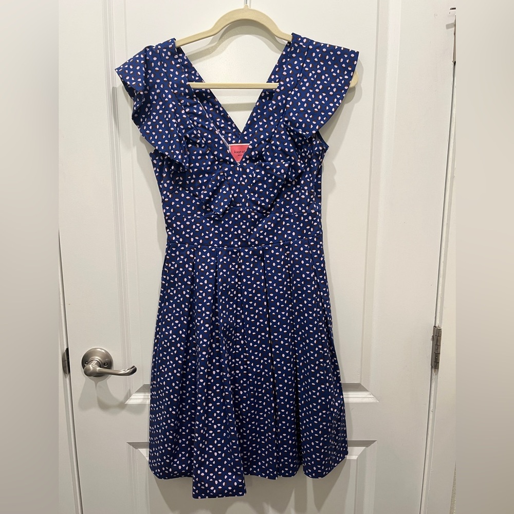 Kate Spade Navy Polka Dot Midi Dress